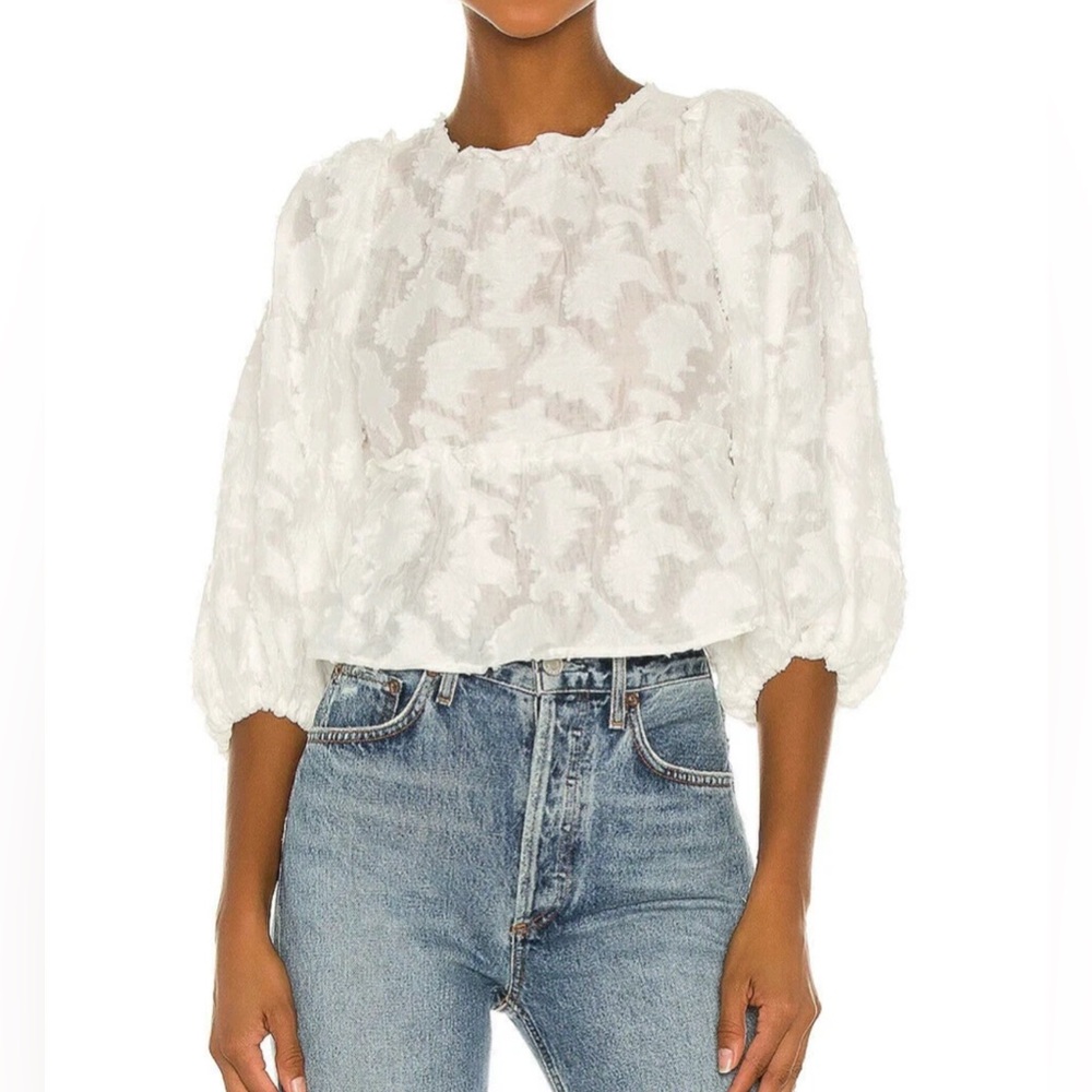Free People - Women's‎ Open Back Floral Callie Top - Size X-Small - White